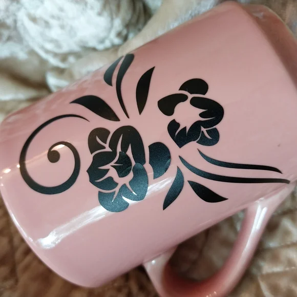 Hand Crafted Pink Floral Coffee Mug - Picture 2 of 6